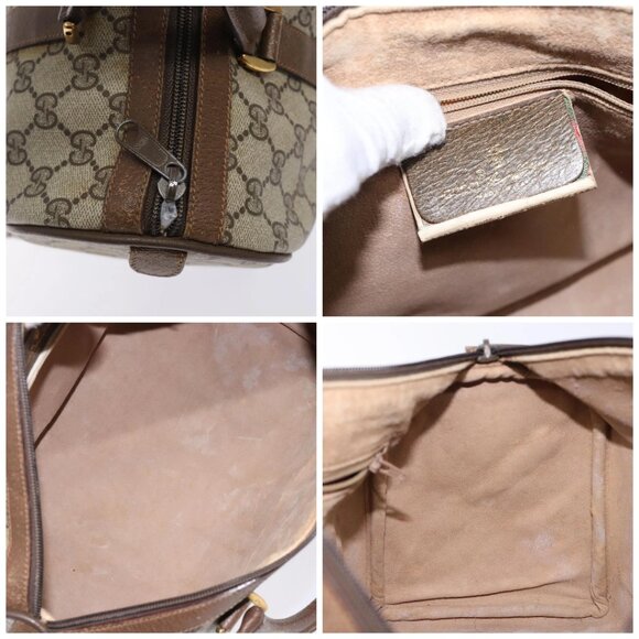 GUCCI GG Supreme Web Sherry Line Hand Bag PVC Beige Gold 39 02 007 Auth BA4056 - Picture 15 of 16